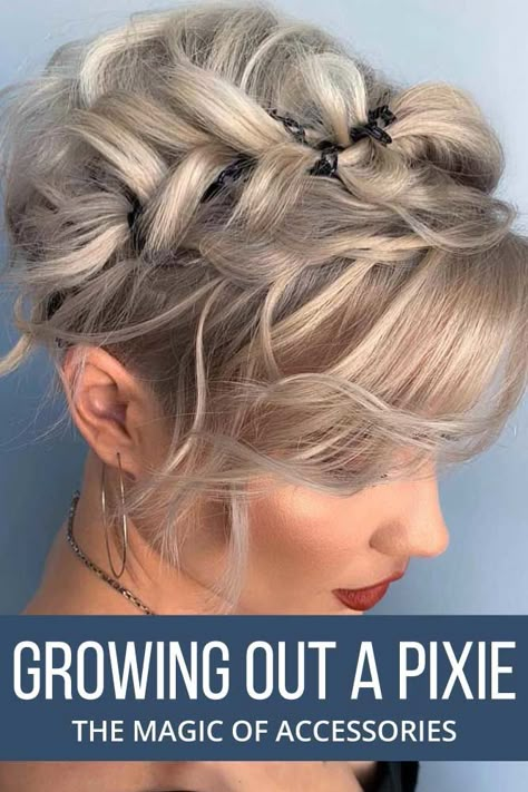 Growing Out A Pixie: Your Guide To Making It Easy | LoveHairStyles.com Growing Short Hair, Growing Out Pixie Cut, Growing Out A Pixie, Growing Out Hair, Grown Out Pixie, Growing Your Hair Out, Long Pixie Hairstyles, Kaley Cuoco Short Hair, Growing Out Short Hair Styles