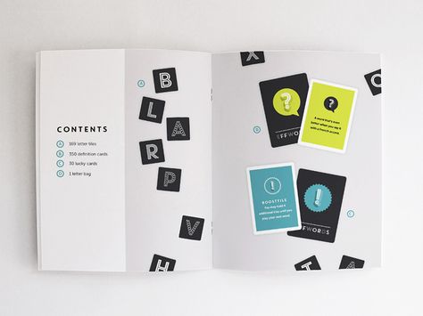 Dribbble - EFFWORDS - Rulebook by Emily Holt Game Instructions Design, Instructions Design, Innovation Hub, Board Game Design, Letter N Words, Layout Inspiration, Page Design, You've Been, Banner Design