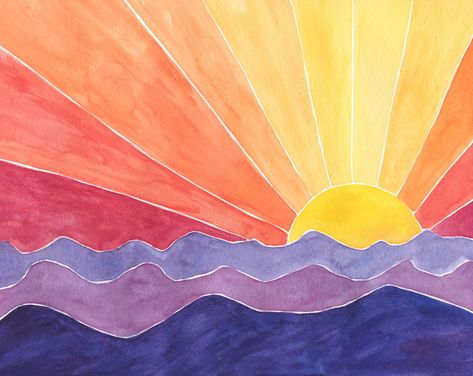 Sun Acrylic Painting Easy, Bright Painting Ideas, Acrylic Art Projects, 2nd Grade Art, Sun Painting, Art Therapy Projects, Intuitive Painting, Asheville North Carolina, Camping Art