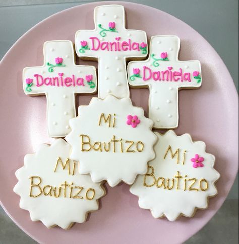 galleta decorada para el bautizo de tu niña Ideas Bautizo, Oreo, Waffles, Sugar Cookie, Baby Shower, Candy, Cake