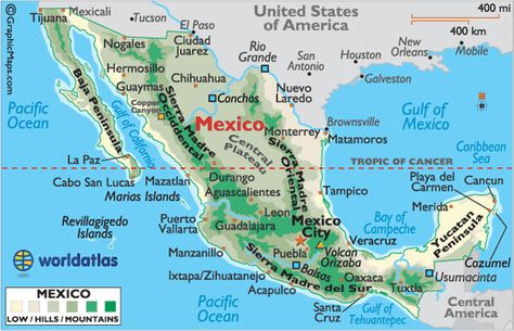 Long before the Europeans arrived, Mexico was home to many indigenous peoples, with the Olmec, Maya and powerful Aztec cultures the most notable.... America Outline, Worldly Things, World Atlas Map, Map Of Mexico, Textiles Gcse, Greece Map, Mexico Map, World Atlas, China Map