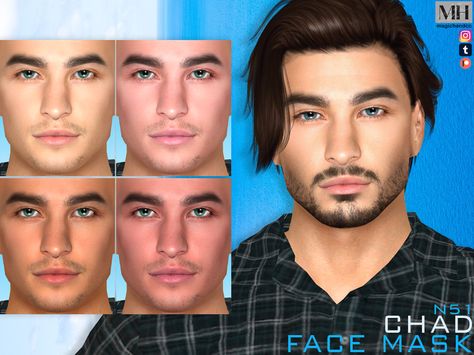 Sims 4 Male Face Mask, The Sims 4 Male Skin Overlay, Sims 4 Cc Male Facial Features, Sims 4 Male Skin Overlay Black, Sims 4 Male Skin Overlay, Face Mask Men, Sims 4 Tattoos, Beard No Mustache, Electronic Art