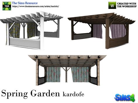 Pergola With Curtains, Sims 4 Apocalypse, Witchy House, Sims 4 Clutter, Sims Custom Content, Wooden Pergola, Cc The Sims 4, Sims Ideas, House Accessories