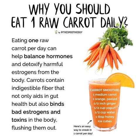 Do you like carrots? 🥕 Adding a daily raw carrot to your routine can do wonders for your body! The indigestible fiber in carrots supports gut health while helping to detoxify harmful estrogens and toxins. Plus, you can easily sneak in this nutritious veggie with a delicious smoothie! It’s a simple, natural way to promote hormonal balance and overall well-being! 💚 By the way… Did you know that having smoothies regularly can help you lose weight and feel your best? 💪✨ Join the 21-day Smooth... Healthy Food Grocery List, Quick Smoothies, Carrot Smoothie, Oatmeal Smoothie Recipes, Protein Smoothies, Weight Watchers Smoothie Recipes, Raw Carrots, Yummy Smoothie Recipes, Hormonal Balance