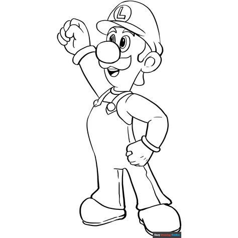 Free Luigi from Super Mario Bros Coloring Page for Kids Mario Bros Coloring, Easy Drawing Guides, People Coloring Pages, Free Printable Coloring Sheets, Drawing Guides, Kids Print, Printable Coloring Sheets, Drawing Tutorial Easy, Coloring Tutorial