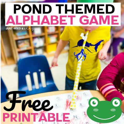 Add this FREE, hands-on alphabet game to your preschool pond theme for maximum engagement and letter identification fun! Your preschoolers will love it! Pond Math Activities Preschool, Pond Themed Preschool Activities, Pond Life Theme For Preschool, Pond Life Theme For Toddlers, Frogs And Ponds Preschool Theme, Letter Identification Games, Abc Games, Frog Life, Frog Theme