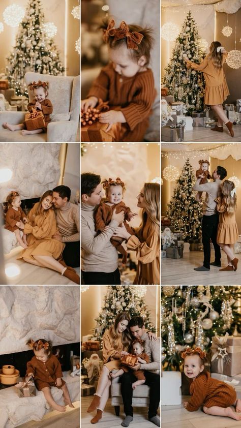 40 Easy & Affordable Christmas Decor Ideas For Family Baby And Christmas Tree Photo, Family Pictures Christmas Tree, Christmas Picture Poses Family, Christmas Outfits For Photoshoot, Christmas Photoshoot Ideas For Family, Family Pictures By Christmas Tree, New Year Family Photoshoot Ideas, Family Xmas Photoshoot, Christmas Tree Pictures Family Indoor