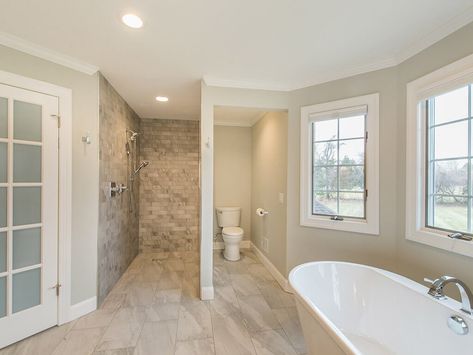 Elegant Bathroom Remodel with Walk-in Shower Hidden Walk In Shower Master Suite, Bathroom Basement, Building An Addition, Bath Ideas, New Cabinet, Elegant Bathroom, Home Additions, House Remodel, Remodeling Projects