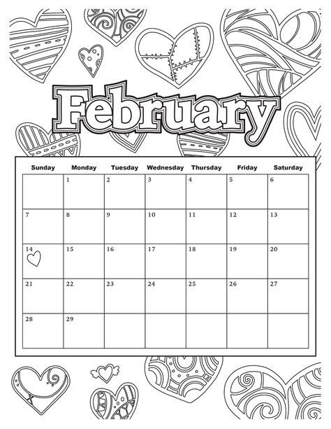 Calender Printables, February Colors, School Coloring Pages, Coloring Calendar, Bookmarks Kids, Free Calendar, Calendar Girls, Monthly Calendar Printable, Free Printable Calendar