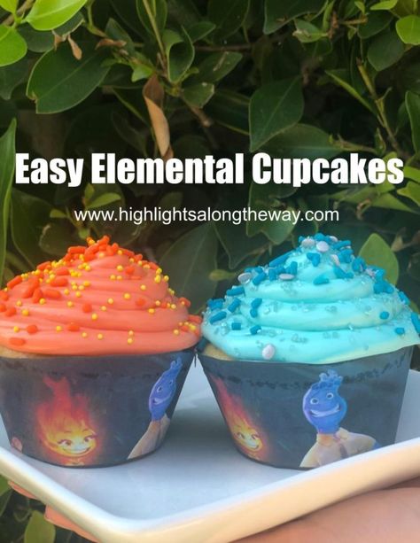 Easy Elemental themed cupcakes Homemade Hummus Recipe Without Tahini, Wade And Ember, Elemental Birthday, Hummus Recipe Without Tahini, Disney Elemental, Hummus Without Tahini, Easy Homemade Hummus, Homemade Hummus Recipe, Pixar Party