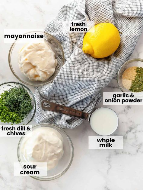 Ranch Dressing Without Buttermilk, Homemade Home Fries, Dill Ranch Dressing, Dill Ranch, Buttermilk Ranch, Avocado Ranch, Ranch Dressing Recipe, Homemade Ranch, Homemade Salads