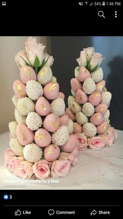 Chocolate Covered Strawberries Bridal, Chocolate Covered Strawberries Tower, Strawberries Tower, Strawberry Towers, Romantic Color Schemes, Strawberry Tower, Chocolate Covered Strawberries Bouquet, Chocolate Covered Fruit, Baby Shower Cake Pops