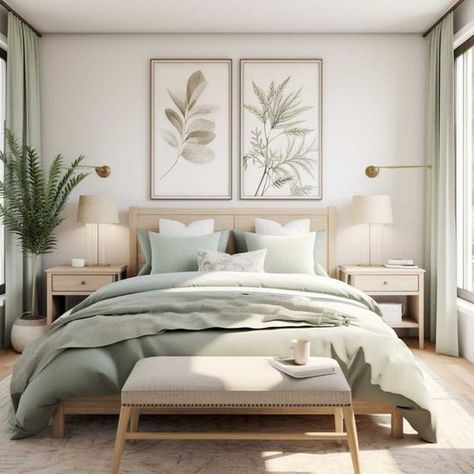 Closet Colour Ideas, Small Apartment Natural Decor, 1 Bedroom Apartment Living Room, Sage Modern Bedroom, Sage Duvet Bedroom, Sage Green White And Gold Living Room, Crème Colored Bedroom, Modern Relaxing Bedroom, Master Sweet Bedroom Ideas