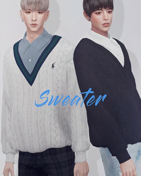 KK Sweater 02 M Clothes Top Male (T-E) My mesh / All morphs / All LODs Custom thumbnails 14 Color / 13 Shirts You can change shirts swatches at ‘Glove category’ 📥 Download & TOU ( Dec 5, 2017 )If... Unisex Sims 4 Clothes, Sims 4 Male Uniform, Sims 4 Cc Male Clothing T Shirts, Sims 4 Male Shirts, Sims 4 Male Clothes Maxis Match, Sims Male Clothes, S4cc Male, Male Sweater, Mods Sims 4