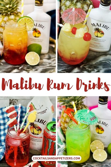 Our BEST Malibu Rum drink recipes including Malibu Coconut rum cocktail recipes and Malibu Watermelon rum recipes to make for party drinks. Girls summer cocktails, Super Bowl party drinks, pool party rum drinks and anytime you want a delicious mixed rum drink. Cheap Mixed Drinks Alcohol Recipes, Dr Pepper And Malibu Rum, Easy Rum Drinks, Malibu Rum Punch, Drinks With Malibu Rum, Cheap Mixed Drinks, Malibu Rum Drinks Recipes, Malibu Rum Cocktails, Mix Drinks Alcoholic