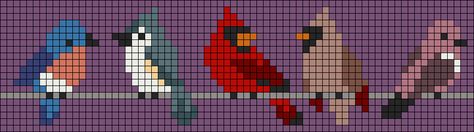 Cardinal Alpha Pattern, Bird Flock, Tufted Titmouse, Finches Bird, Flock Of Birds, Alpha Pattern, Bird Patterns, Alpha Patterns, Loom Knitting