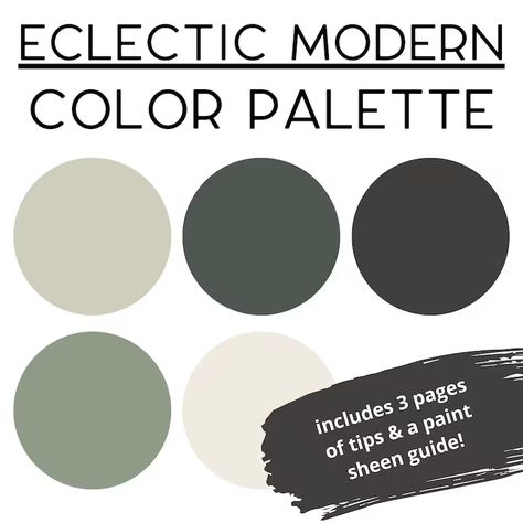 Eclectic Modern Whole Home Paint Color Palette With Beige & - Etsy Dark Gray Color Palette Bedroom, Cream And Dark Green Living Room, Green And Charcoal Color Palette, Green Cream And Black Living Room, Charcoal And Green Living Room, Green With Dark Wood, Dark Green Pallete Color Combos, Green Grey Palette, Dark Color Palette Colour Schemes