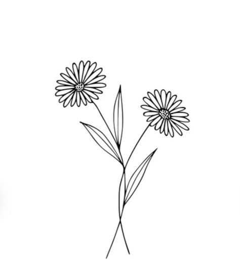 Gerber Tattoo Designs, Daisy Flower Line Drawing, Outline Daisy Tattoo, Daisy Flower Stencil, Simple Aster Tattoo, Aster Flower Drawing Simple, Daisy Outline Simple, Daisy Flower Line Art, Aster Drawing Simple