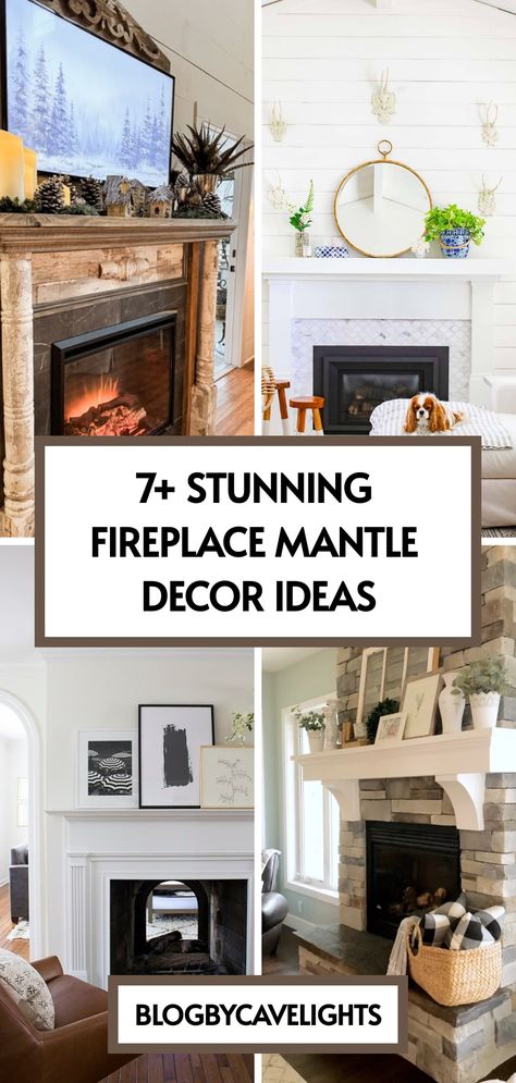 7 fireplace mantle decor ideas Mantle Ideas Fireplace With Tv, Mantel And Hearth Decorating Ideas, Mantle Decor Inspiration, Living Room Fireplace Ideas Mantels, Blue Mantle Decor, Diy Antique Fireplace Mantle, Moody Fireplace Mantle, Classic Mantle Decorating Ideas, Simple Farmhouse Mantle Decor