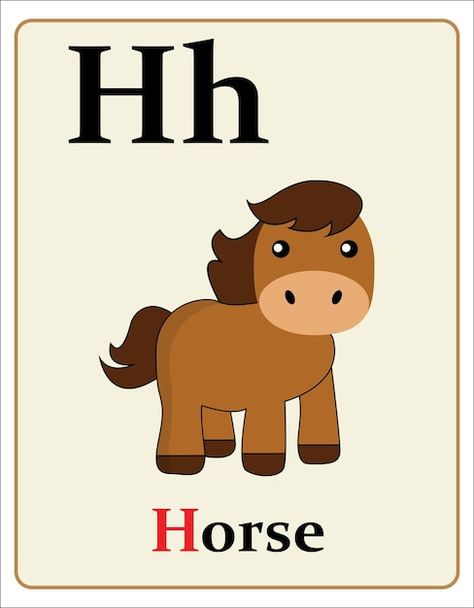 Alphabet flashcard with letter h for hor... | Premium Vector #Freepik #vector #alphabet-tracing #flashcard #alphabet-letter #kids-worksheet Letter H Flashcards, Flashcard Alphabet, H Is For Horse, Alphabet H, Letter B Worksheets, Flashcards For Toddlers, Kids Worksheet, Letter Flashcards, Vector Alphabet