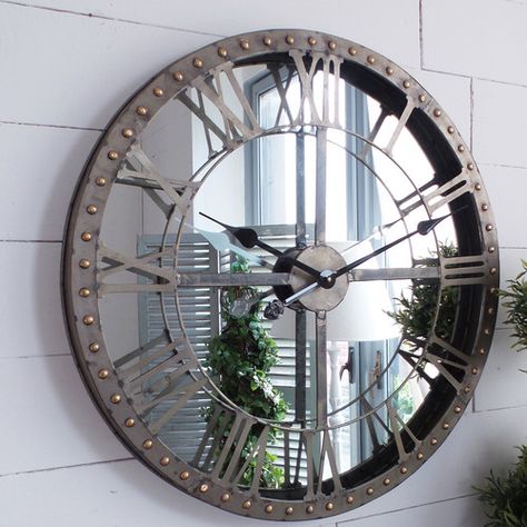 Found it at Wayfair.co.uk - 60cm Industrial Wall Clock Industrial Clock Wall, Industrial Wall Decor, Industrial Mirrors, Wall Clocks Living Room, Kitchen Clocks, Mirror Wall Clock, Mirrored Wall, Kitchen Wall Clocks, Wall Clock Design