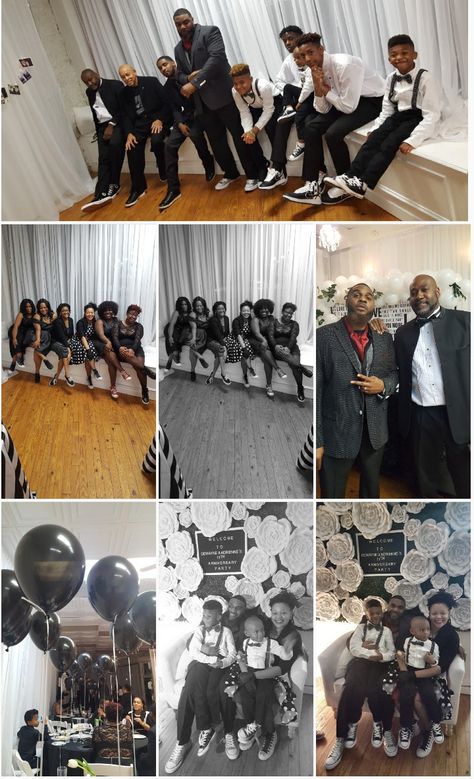 Black and White Anniversary Party Tux and Tennis Shoe Theme profullserve.com Black And White Anniversary Party, White Anniversary Party, Anniversary Party Decor, White Tux, Black N White, Anniversary Party, Anniversary Parties, Tennis Shoes, Hanging Out