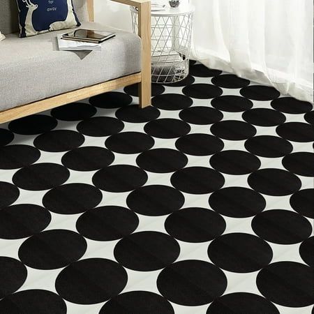 UMIGGEE peel and stick floor tile uses the classic black and white color scheme, the leather material can be bent at will without breaking, which is more durable than ordinary material floor tiles, and the excellent quality ensures long time of use. Meiban black semi-circul flooring can be used in any room in your home including the Kitchen, Dining Room, Bedrooms, Bathrooms, Foyers and Basements. No messy glue or adhesives needed. Each peel and stick floor tile is 11.8"x11.8", there are 10 piece Stick And Peel Tile Floor, Covering Tile Floors, Renter Friendly Floor Upgrades, Floor Pops Peel And Stick, Vinyl Flooring Tile, Peel And Stick Flooring, Black Laminate Flooring, Apartment Upgrades, Peel And Stick Floor Tile