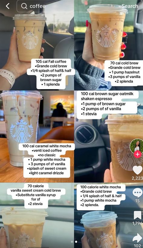 Good Coffee Drinks From Starbucks, Low Calorie Iced Coffee Starbucks Order, Starbucks Coffees Iced, Starbucks Coffee Drinks Low Calorie, Good Starbucks Iced Coffee Drinks, Iced Coffee Recipes Starbucks, Healthiest Starbucks Drinks Coffee, Low Calorie Dunkin Coffee, Cozy Starbucks Drinks