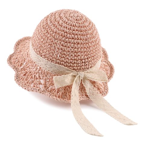 PRICES MAY VARY. MATERIAL：This baby straw hat is made with 100% Paper,high quality and breathable,allows heat to escape and air to flow.This is the perfect style summer hat for your children. SIZE：The baby girl sun hat is suitable for 3-6 years baby girls.The cap circumference is 52cm/20.5”.The size of the girl sun hat can be adjusted, the inside of the hat has an adjustment rope, can be adjusted according to the size of baby’s head circumference. HAND MADE：Kids straw hat is carefully woven by h Crochet Girls Hat, Size Of Baby, Summer Beach Hats, Crochet Baby Cap, Toddler Sun Hat, Girls Sun Hat, Hats For Kids, Summer Hats Beach