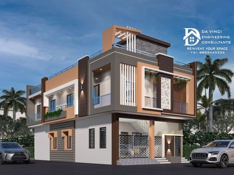 #ElevationHome #ElevationDesign #elevationideas #house exterior #modern house exterior #home exterior #beautiful home exterior #elevationrender #elevation_home#elevationonline #elevationhomecoluor #front_elevation #elevationtiles #exterior_Work #exterior3D #exteriorpaving #exteriorstone #house_exterior_designs #3d_exterior #g+1 #Ground_floor_first_second #house outer design#pergola #balcony design #TOWER #colourcollection2023 #maingates #WindowsIdeas #lighting #profilelights #ies #boundarywall Corner House Elevation Design, Corner House Elevation, Beautiful Home Exterior, House Elevation Designs, Wood Floor Texture, House Outer Design, Outer Design, Front Elevation Designs, Exterior Modern