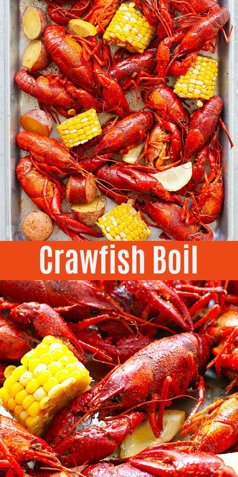 The best Crawfish Boil recipe just like how it's done in New Orleans. Made with live crawfish, Louisiana and Cajun seasonings, corn, red potatoes and smoked sausages, these crawfish are so delicious | rasamalaysia.com #crawfish #crayfish #cajun #crawfishboil #summer #neworleans #louisiana Crawfish Boil Recipe, Creole Dishes, Live Crawfish, Shrimp And Crab Boil, Crawfish Pie, Crawfish Recipes, Cajun Crawfish, Louisiana Crawfish, Lemon Shrimp