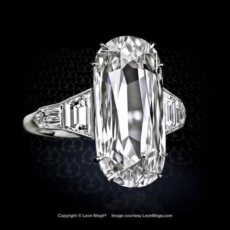 Leon Mege, Antique Cushion, Elongated Oval, Bridal Rings, Stone Rings, Diamond Rings, Diamond Ring, Platinum, Diamonds