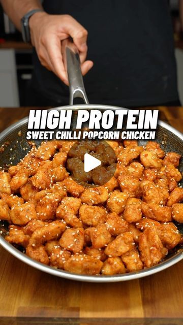 Chili Popcorn, Honey Popcorn, Sweet Chilli Chicken, Easy High Protein Meals, High Protein Meal Prep, High Protein Low Calorie, Popcorn Chicken, Sweet Chilli Sauce, Sweet Chilli