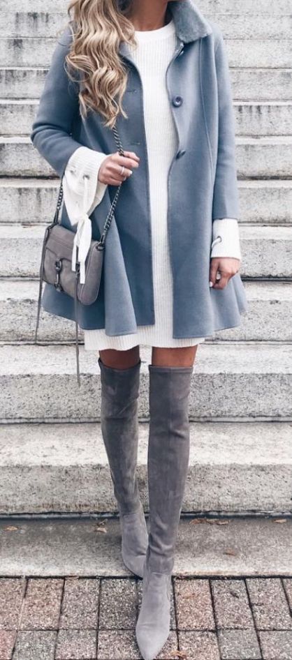 Vinter Mode Outfits, Moda Do Momento, Fall Fashion Coats, White Sweater Dress, 2016 Fall, Coat Trends, Pullover Outfit, Style Winter, Winter Dress