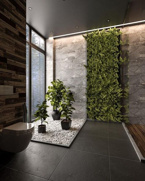 Living wall in the bathroom - decoration that brings us closer to nature Vertical Garden Bathroom, Indoor Garden Bathroom, Live Wall Bathroom, Bathroom Garden Wall, Bathroom Textured Tiles, Bathroom Living Wall, Living Wall Bathroom, Drømme Bad, Relax Mind