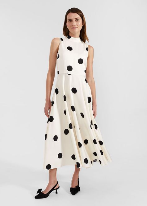 Mia Spot Dress | Hobbs UK | Spring A-line Polka Dot Midi Dress, Polka Dot Sleeveless A-line Dress, Hobbs London Dresses, Chic A-line Mini Dress In Polka Dot, Mini Boden Dress, Occasion Dresses Wedding Guest, Spotted Dress, Mid Length Dresses, Dress Shapes