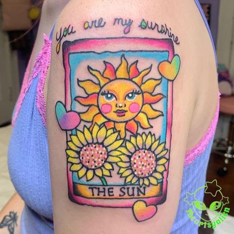 Pastel Tattoo, Today Tattoo, Sun Tarot Card, Halloween Tattoos, Cincinnati Ohio, Vera Bradley Backpack, Tarot Card, Tattoos And Piercings, Tarot Cards