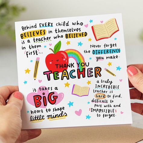 Funny Thank You Quotes, Teacher Appreciation Quotes, Message For Teacher, Teachers Day Card, Creative Birthday Cards, New Job Card, Teacher Thank You Cards, Birthday Cards For Boyfriend, Teacher Cards