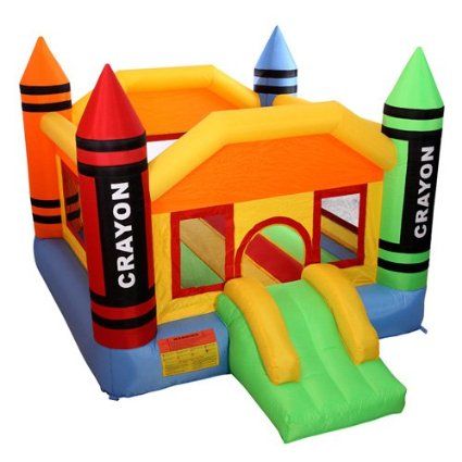 Cloud 9 Mini Crayon Bounce House - Inflatable Bouncing Jumper with Blower Kids Activity Center, Bounce House With Slide, House Castle, House Slide, Inflatable Bounce House, Jump Around, Bouncy House, Inflatable Bouncers, Indoor Kids