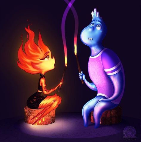 Elemental Movie Fanart, Ember And Wade, Elemental Movie, Pinterest Widget, Movie Fanart, Disney Pixar Movies, Disney Artwork, Pixar Movies, Disney Theme