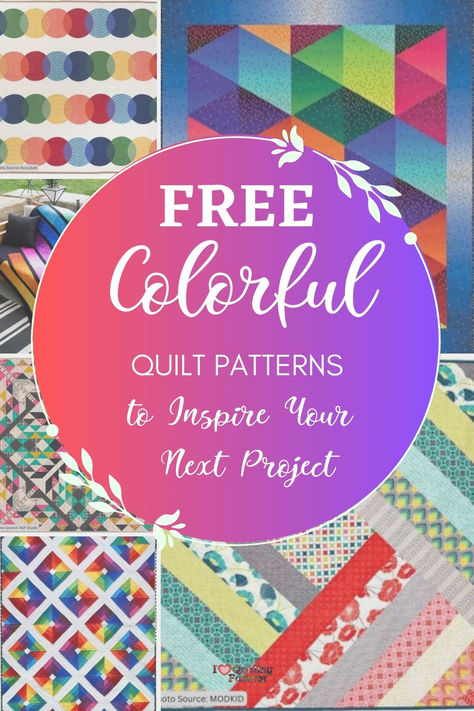 Top 10 Free Colorful Quilt Patterns (+10 Bonus Patterns For Sale) Colorful Quilts Patterns, Unique Quilt Pattern, Colorful Quilt, Colorful Quilts, Quilt Block Pattern, Easy Quilts, Quilt Patterns Free, Pattern Blocks, Quilting Projects