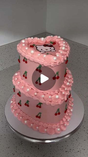 Chloe Bakes on Instagram: "Hello kitty heart 2 tier 🍒🩷 
 
#hellokitty #hellokittycore #hellokittylover #hellokittycake #cake #cakeart #heartcake #explore #explorepage #explorepage✨ #vintagecake #viral #viralvideos #hellokittyaddict" 2 Tier Heart Cake, Hello Kitty Cake Birthday, Hello Kitty Heart, Kitty Birthday Cake, Hello Kitty Birthday Cake, 18th Cake, Kitty Cake, Hello Kitty Cake, Hello Kitty Birthday