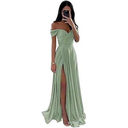 PRETTYGARDEN Women's 2023 Summer One Shoulder Satin Dress Cutout High Split Cocktail Wedding Guest Maxi Dresses (Black,Small) at Amazon Women’s Clothing store Olive Green Prom Dress, Sage Green Prom Dress, Olive Green Bridesmaid Dresses, Sage Green Bridesmaid Dress, Formal Evening Gown, Maxi Dress Wedding Guest, Long Formal Gowns, Maid Of Honour Dresses, Corset Dress Prom