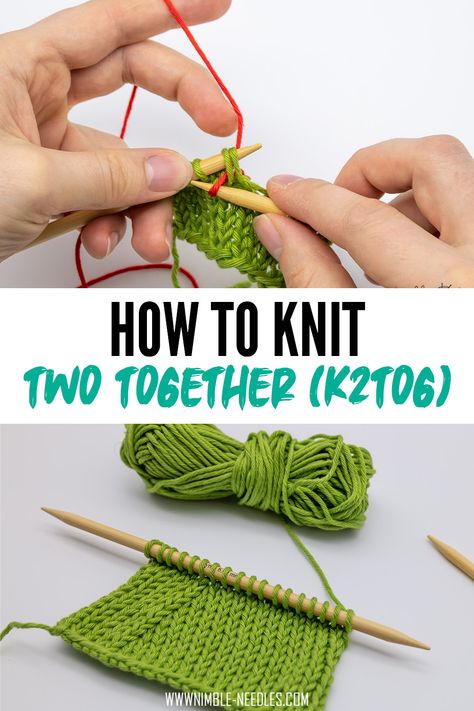 A step by step tutorial on how to k2tog. Knit two together is a right leaning decrease and is very easy to learn for beginners. K2tog How To, Decrease Knitting Stitches, Tiny Knitting, Knitting Beginners, Knit Stitches For Beginners, Learning Crochet, Knitting 101, Intermediate Knitting Patterns, Advanced Knitting