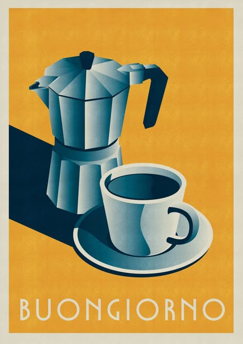 Mid-Century Beverage Posters by Telegramme Paper Co. Ochre Kitchen, Beverage Poster, 달력 디자인, Italian Posters, Deco Poster, Coffee Poster, Italian Coffee, Coffee Print, Good Morning Coffee