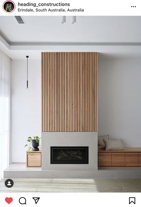 Fireplace Feature, Fireplace Feature Wall, Wooden Fireplace, Decor Fireplace, Living Room Decor Fireplace, The Modern House, Fireplace Remodel, Loft House, Home Fireplace