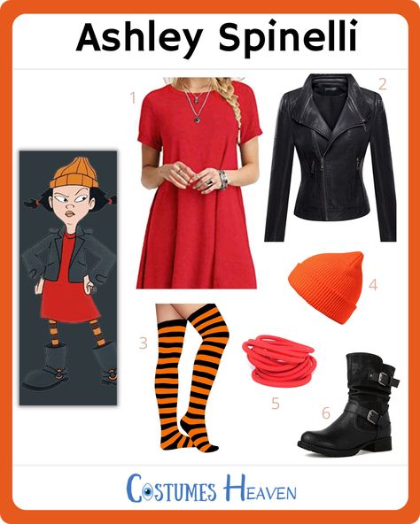 Spinelli Costume, Spinelli Recess, Red Dress Casual, Orange Beanie, Easy Cosplay, Striped Tights, Character Inspired Outfits, Disney Shows, The Cartoon