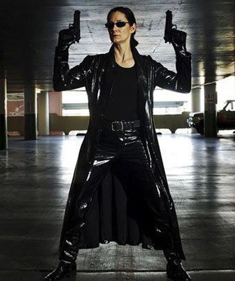 Matrix Leather Jacket, Matrix Fashion, The Matrix Resurrections, Black Leather Outfit, Latex Cosplay, Pop Art Fashion, Leather Store, Plastic Clothes, Black Leather Coat