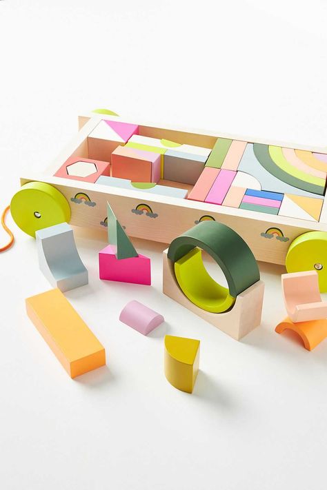 The fun of a wagon and blocks come together in one pretty, rainbow set. Recommended for ages 18 months and up. #christmasgifts #giftideas #giftsforkids #toddlers #bestgifts #southernliving Anthropologie Holiday, Rainbow Blocks, Toddler Christmas Gifts, Modern Toys, Frame Tv, Wooden Puzzles, Framed Tv, Toddler Gifts, Diy Baby Stuff