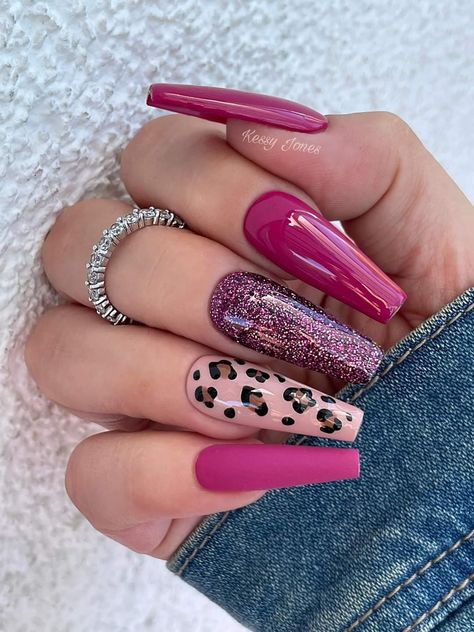 Leopard Print Nails, Leopard Nails, Acrylic Nails Coffin Pink, White Nail, Glam Nails, Hot Nails, Nails Coffin, Chic Nails, Fancy Nails